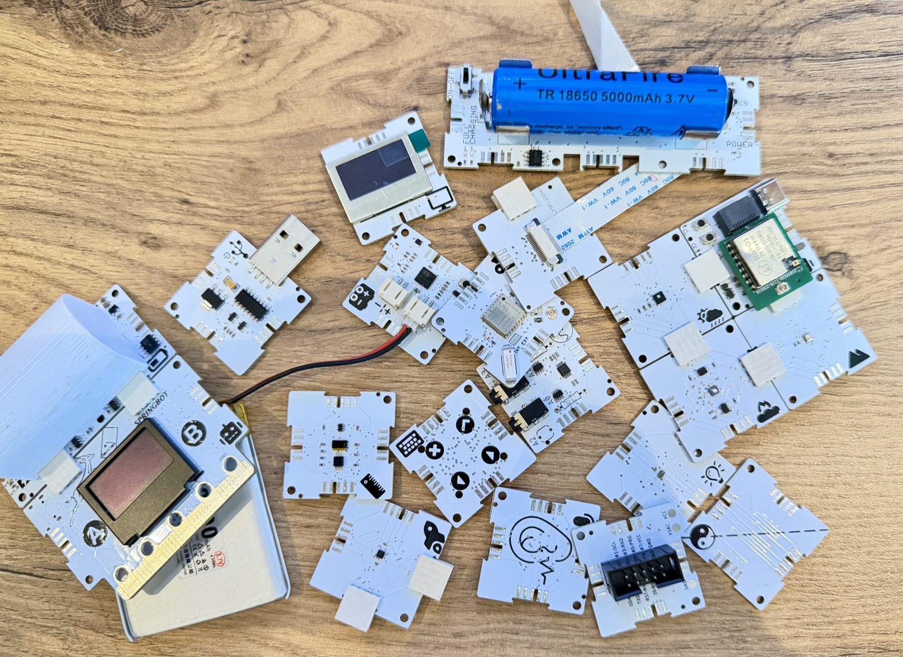 Attachable xChips modules with sensors, displays and power components